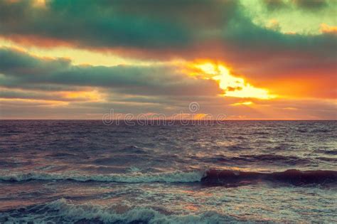 Sunrise Over The Sea With Dramatic Sky Stock Image Image Of Island