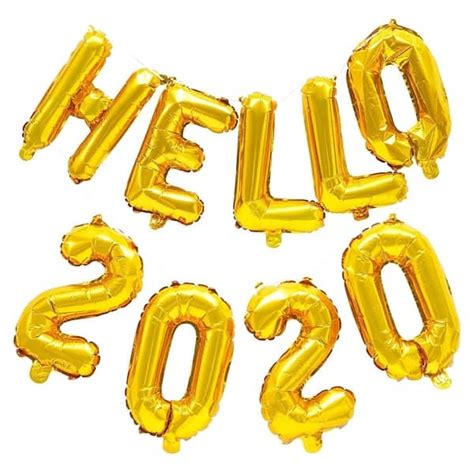 9pcs Hello 2020 Gold Foil Design Balloons For New Years Eve Party
