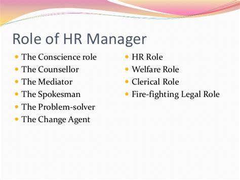 Roles And Responsibilities Of Hr Managers