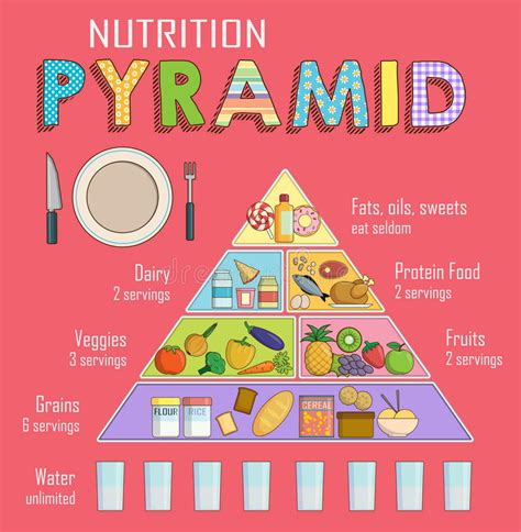 Infographic Chart Of A Healthy Balanced Nutrition Pyramid Stock Vector