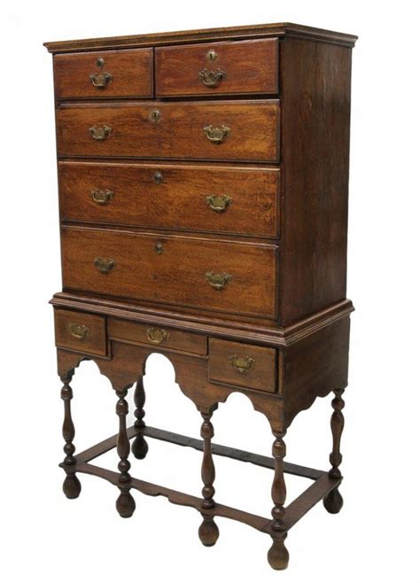 William And Mary Style Oak Chest On Stand Lot 73 William And Mary