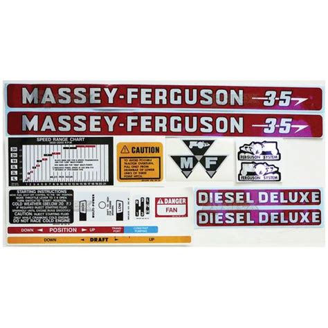 Massey Ferguson 35 Tractor Complete Decal Set Diesel Deluxe