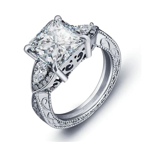 Vintage Women Engagement Ring Jewelry Cushion Cut 11mm 5ct 5a Zircon Stone Birthstone Cz 925
