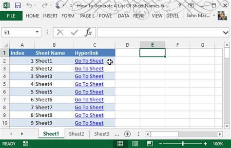 How To Generate A List Of Sheet Names From A Workbook Without Vba How