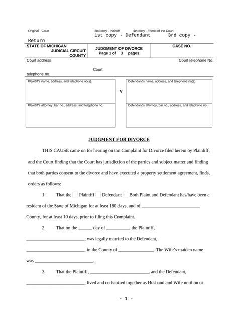 Free Printable Michigan Divorce Forms Printable World Holiday