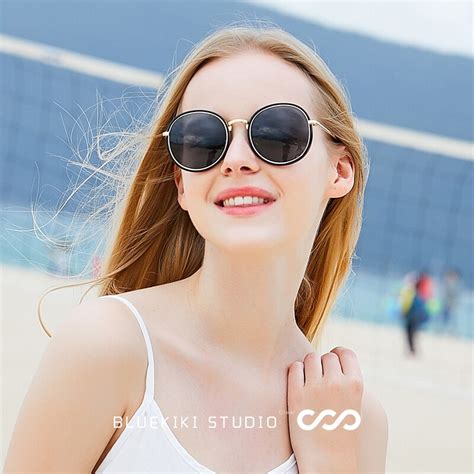 Kiki 2018 Round Women Polarized Sunglasses Pc Brand Designer New Copper Black Sun Glasses