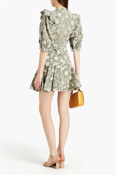 Sandro Audrey Gathered Embroidered Cotton Mini Dress The Outnet