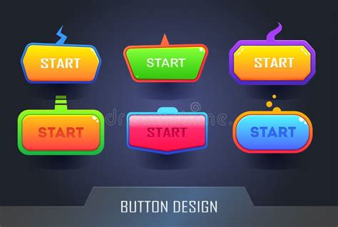 Game Button Design Set Set Of Colored Web Buttons Vector Button Set