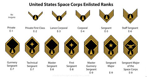 Ussc Gold Marines Enlisted Ranks Coloring United States Space Corps