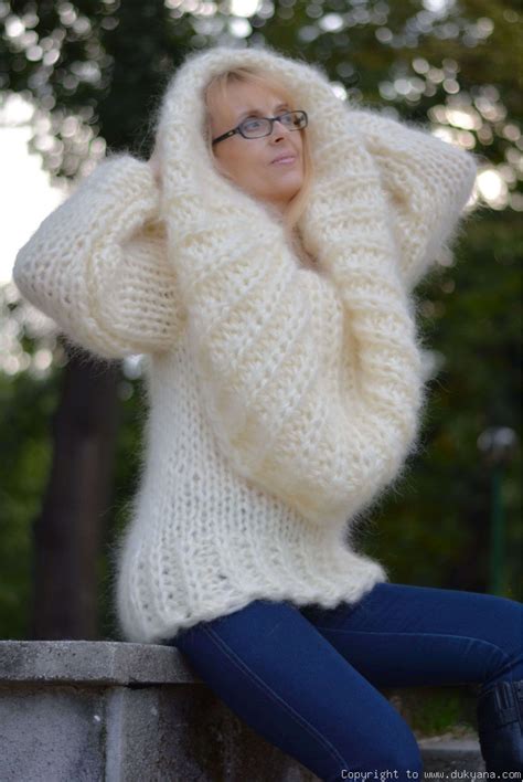 Chunky Hand Knitted Huge Cowlneck Mohair Sweater Custom Colour Cl6