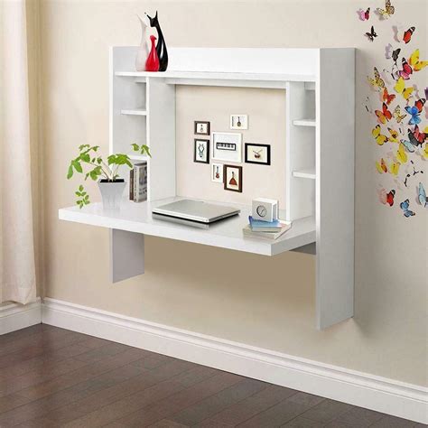 Floating Desk Wall Mounted Desk With Storage Shelves Home Computer