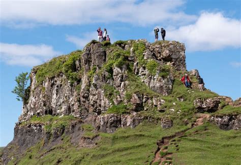 Tourists At Fairy Glen On The Trotternish Peninsula Isle Of Skye