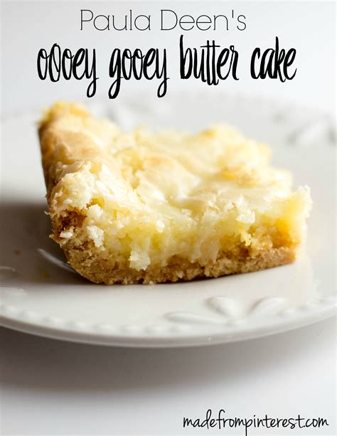 Spread pumpkin mixture over cake batter and bake for 40 to 50 minutes. Paula Deen's Ooey Gooey Butter Cake