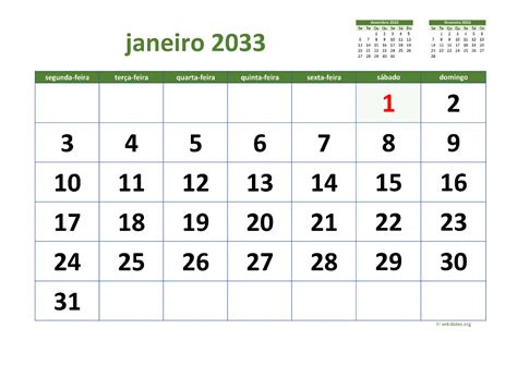 Calendário 2033