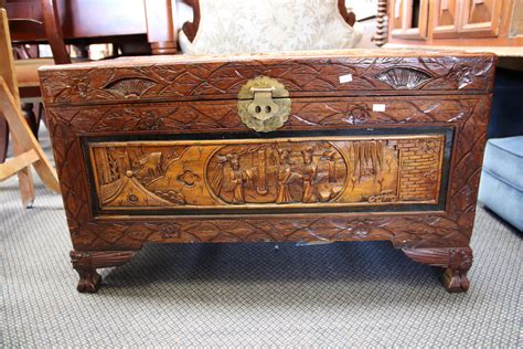 Lot Carved Chinese Camphor Chest