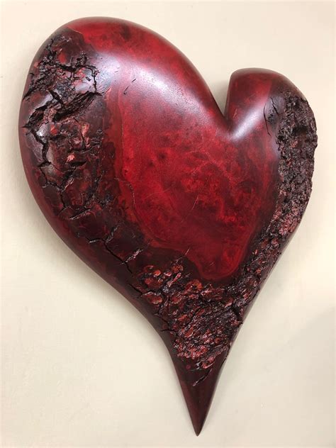 Wooden Heart Red 5th Wedding Anniversary T Wood Carving T Present