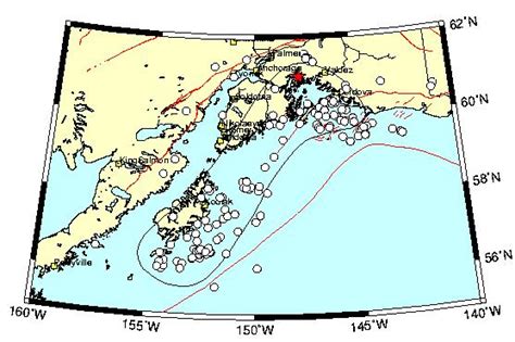Map of southern alaska showing the epicenter of the 1964 alaska earthquake (red star). 1964 M9.2 Great Alaskan Earthquake | Alaska Earthquake Center