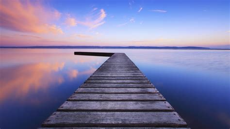 Lake Calm Pier Clouds Beautiful Scenery Wallpaper Nature And