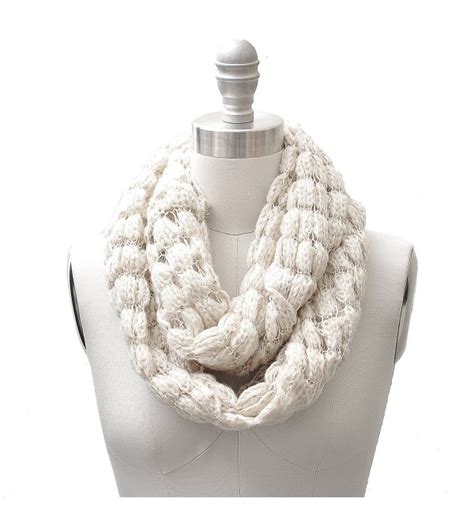 Sequin Accent Tied Knitted Infinity Scarf Cream Color Cw11hlylmbb