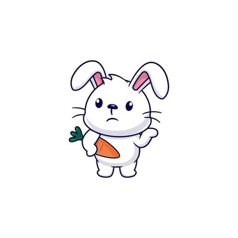 Premium Vector Cute Vector Rabbit With Carrot Easter