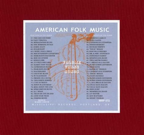 Various Artists Anthology Of American Folk Music Volume Three Songs