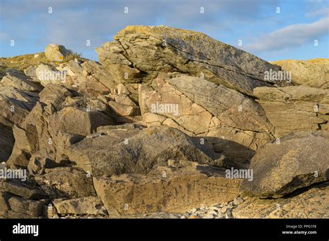 Granite Outcrop On North Coast Of Brittany France Near Roscoff Stock
