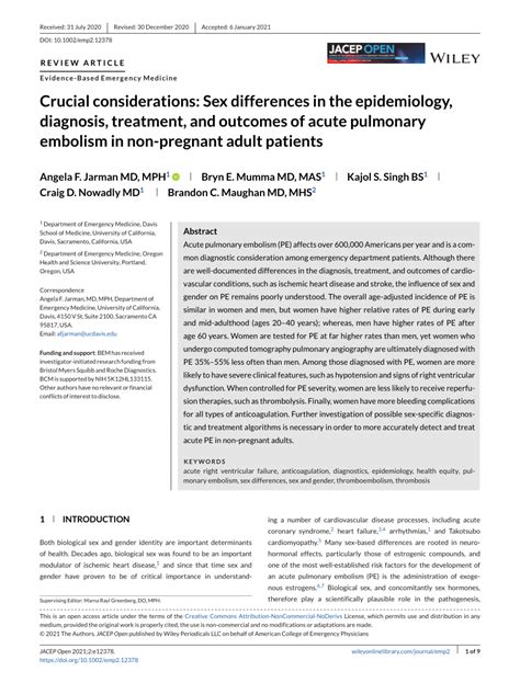 Pdf Crucial Considerations Sex Differences In The Epidemiology