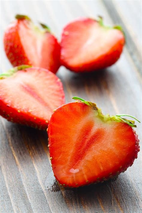 Slices Of Strawberry On White Stock Photo Image Of Green Gourmet