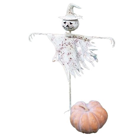 Rebrilliant Lenay Rustic White Metal Scarecrow Yard Stake And Reviews