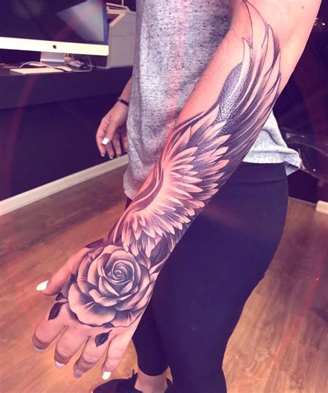 Forearm Rose With Angel Wings Tattoo Best Tattoo Ideas My Xxx Hot Girl