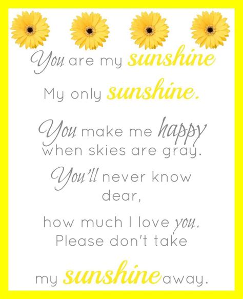 You Are My Sunshine Printable Simple Living Mama