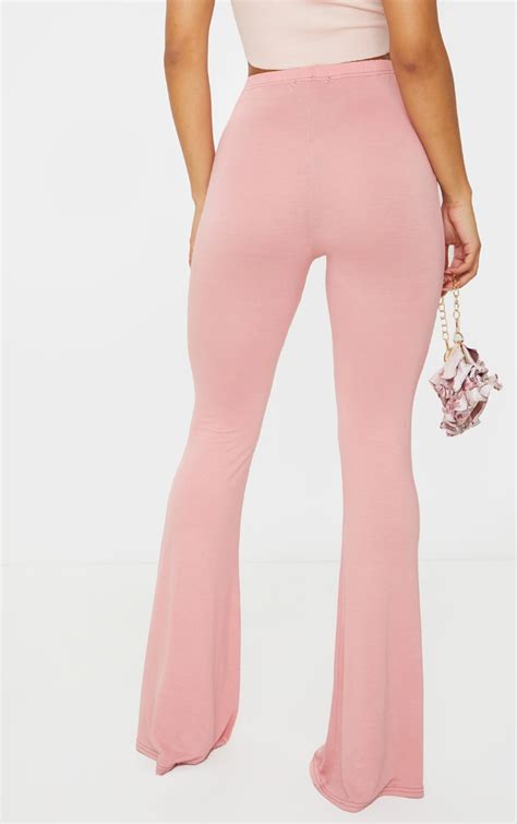 Baby Pink Jersey Flared Trousers Trousers Prettylittlething Ie