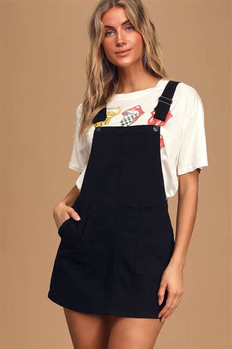 Love That For You Black Denim Utility Overall Dress Overall Dress