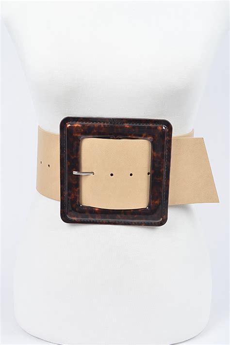 PB7684 NUDE Iconic Square Buckle Belt Fashion Belts