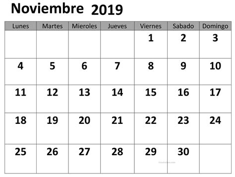 Calendario Noviembre 2019 Chile Blanco Y Negro Calendar