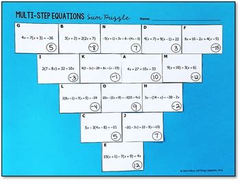 / graphing to solve some of the worksheets displayed are gina wilson graphing vs substitution, pre algebra solving systems by substitution work, click here to access this book, gina wilson systems of. Multi-Step Equations Pyramid Sum Puzzle by All Things ...