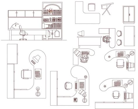 D Cad Drawing Of Workstation Area With Bookshelf Cabinet Auto Cad My