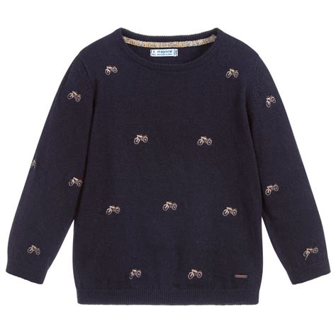 Mayoral Boys Blue Cotton Sweater At Sweaters
