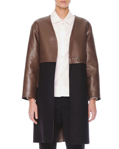 Leather Top Long Coat Marni Duster Coat Contrast Brown Jackets
