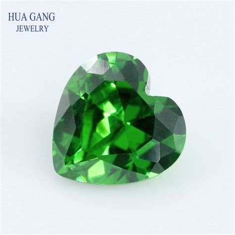 5a Green Heart Shape Cubic Zirconia Brilliant Cut Loose Cz Stone Synthetic Gems Beads For