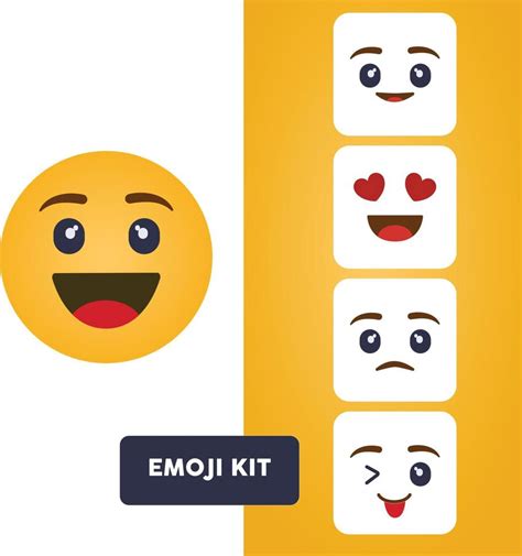 Collection Of Emoji With Different Reactions Square Emoji Flat Vector