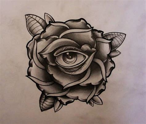Rose With Eye Tattoo Design 2 By Thirteen7s On Deviantart