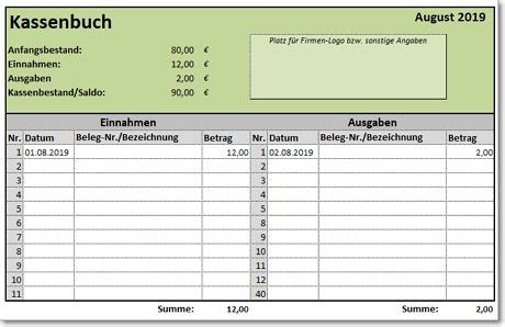 Ein positiver nebeneffekt ist, dass die mannschaftskasse deutlich aufgebessert wird. Excel-Vorlage Kassenbuch | Alle-meine-Vorlagen.de