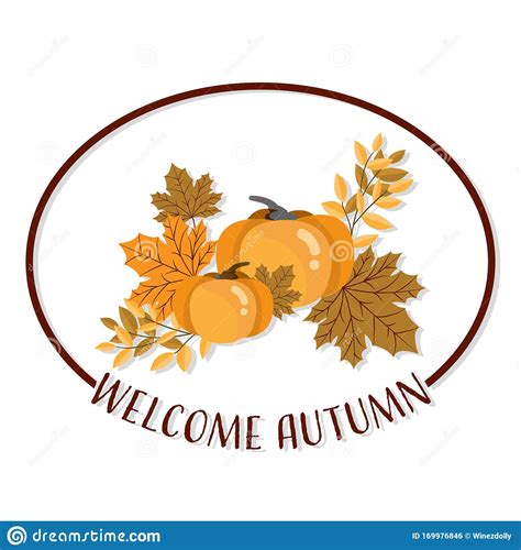 Autumn Background With Welcome Autumn Text With Autumn Leaves And