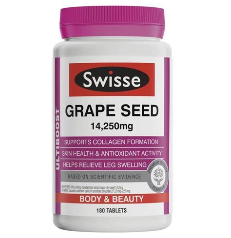 Swisse ultiboost grape seed is a premium quality formula to support collagen formation and skin health, as well as provide antioxidant support. Swisse Ultiboost Grape Seed 14,250mg 180 Tablets | eBay ...