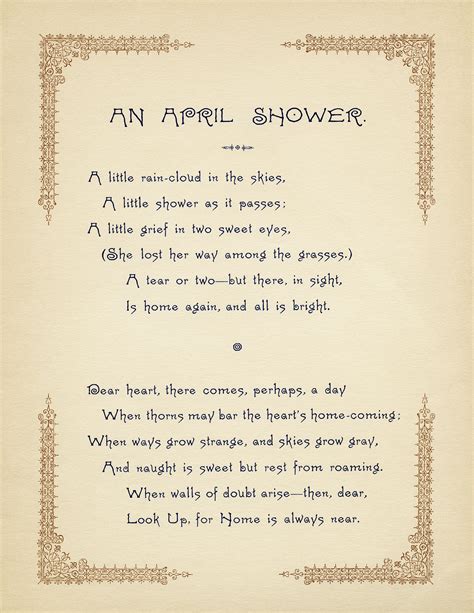 Free Vintage Image An April Shower Poem Old Poetry Poems Poetry