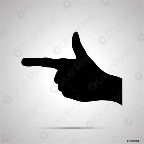 Black Silhouette Of Hand In Pointing Gesture On White Stock Vector