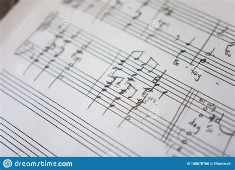 Handwritten Sheet Music On Clean White Paper Stock Photo Image Of