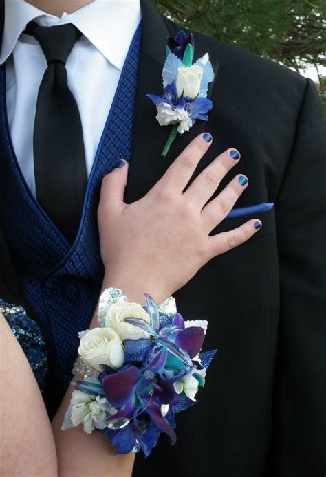Prom Blue Prom Flowers Prom Corsage And Boutonniere Wrist Flowers