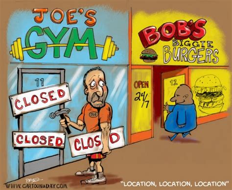 A location is the place where something happens or is situated. Location-Location-Location-Business Closes Cartoon